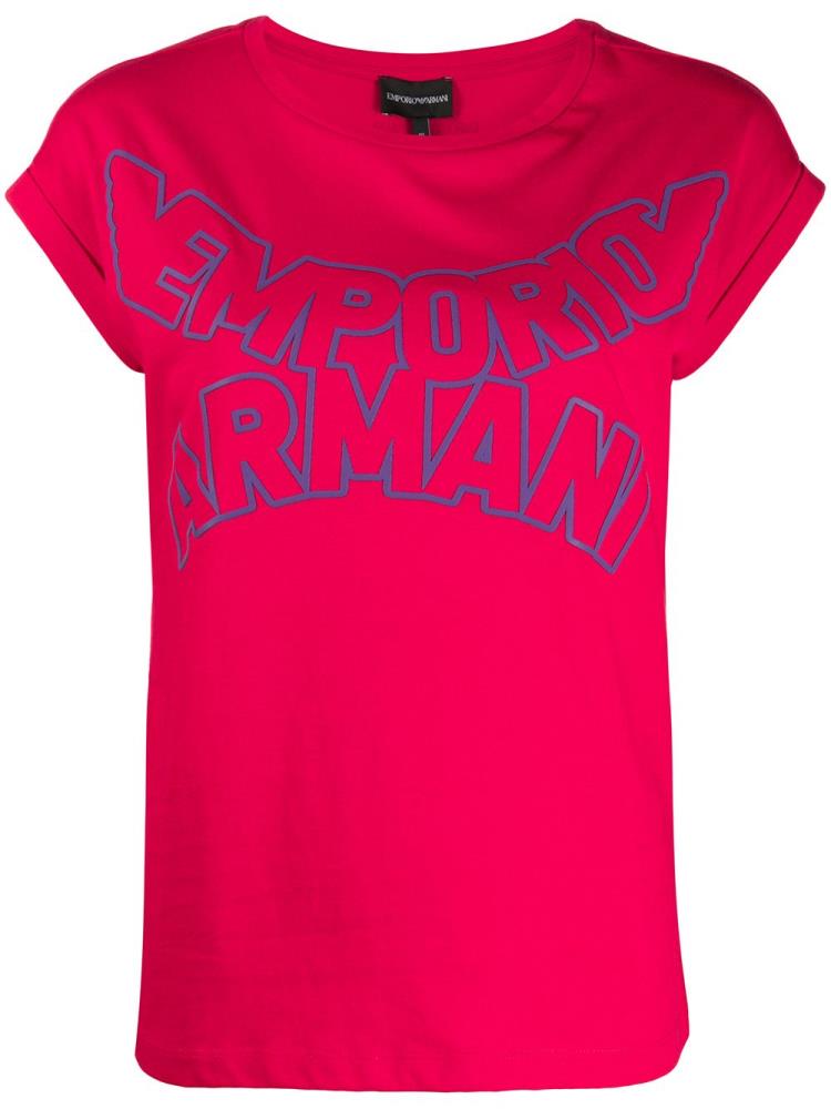 Camiseta Armani Emporio Enlarged Logo Print Mujer Rojas | XXAUQQG5