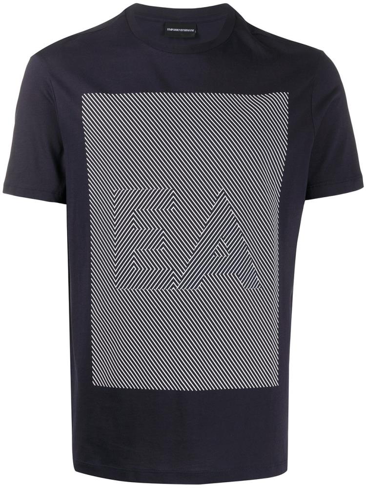 Camiseta Armani Emporio Geometric Logo Hombre Azules | 6TBIFIF8