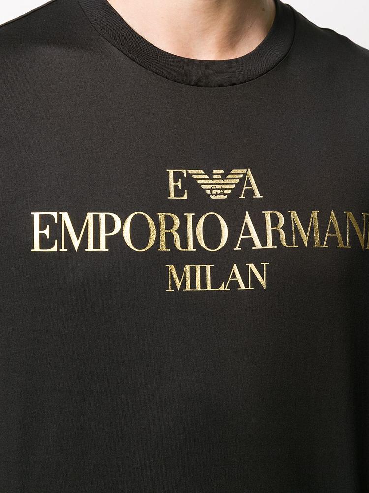 Camiseta Armani Emporio Gold Tone Printed Hombre Negras | 4338O0YU