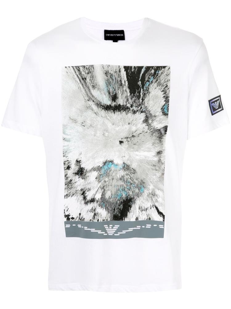 Camiseta Armani Emporio Illusion Print Hombre Blancas Gris | 2HYZ5IUD