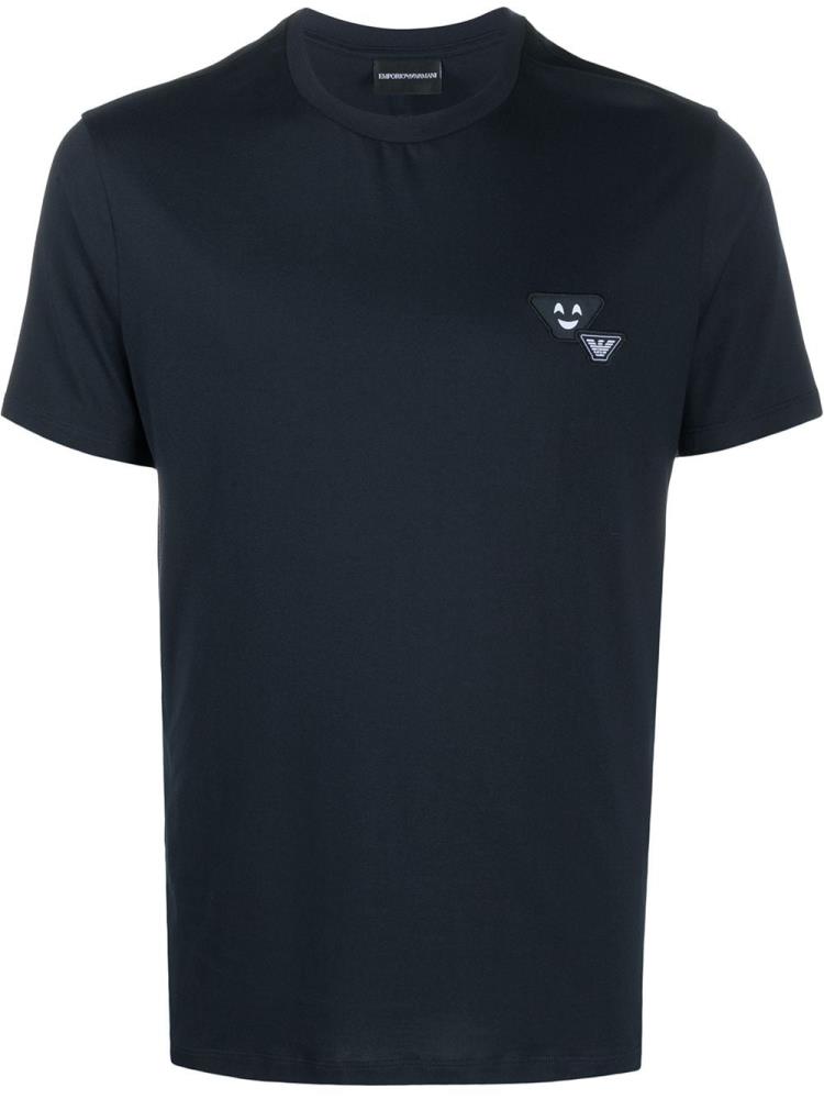 Camiseta Armani Emporio Logo Corta Sleeve Hombre Azules | GYJRNSAS