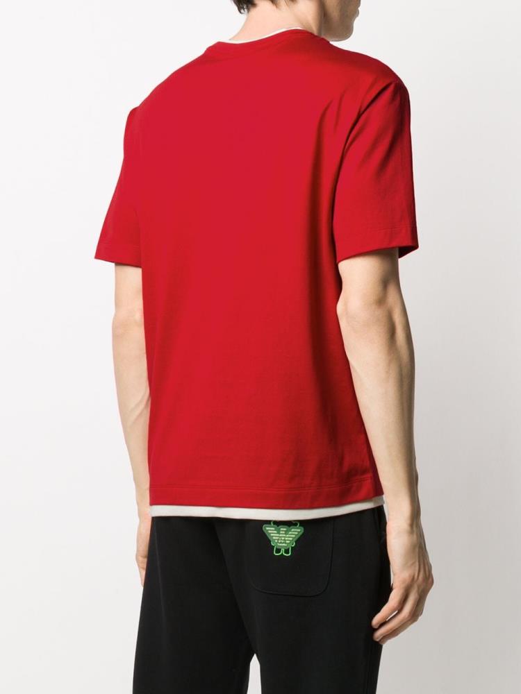 Camiseta Armani Emporio Logo Crew Neck Hombre Rojas | D19P8TQQ