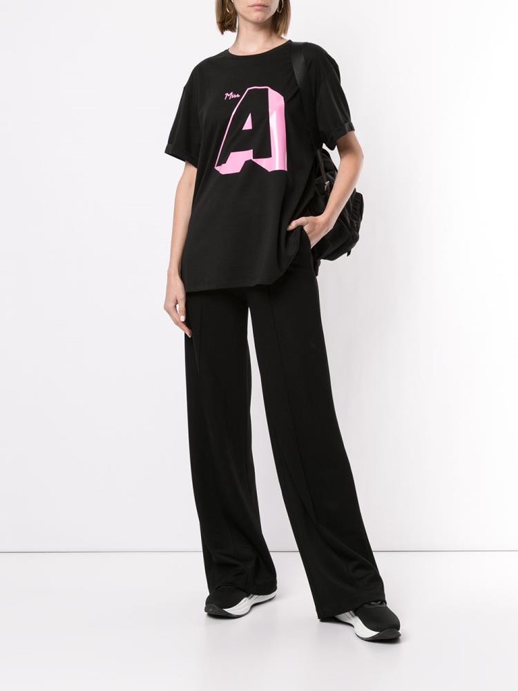 Camiseta Armani Emporio Logo Oversized Mujer Negras | MU47CNRI