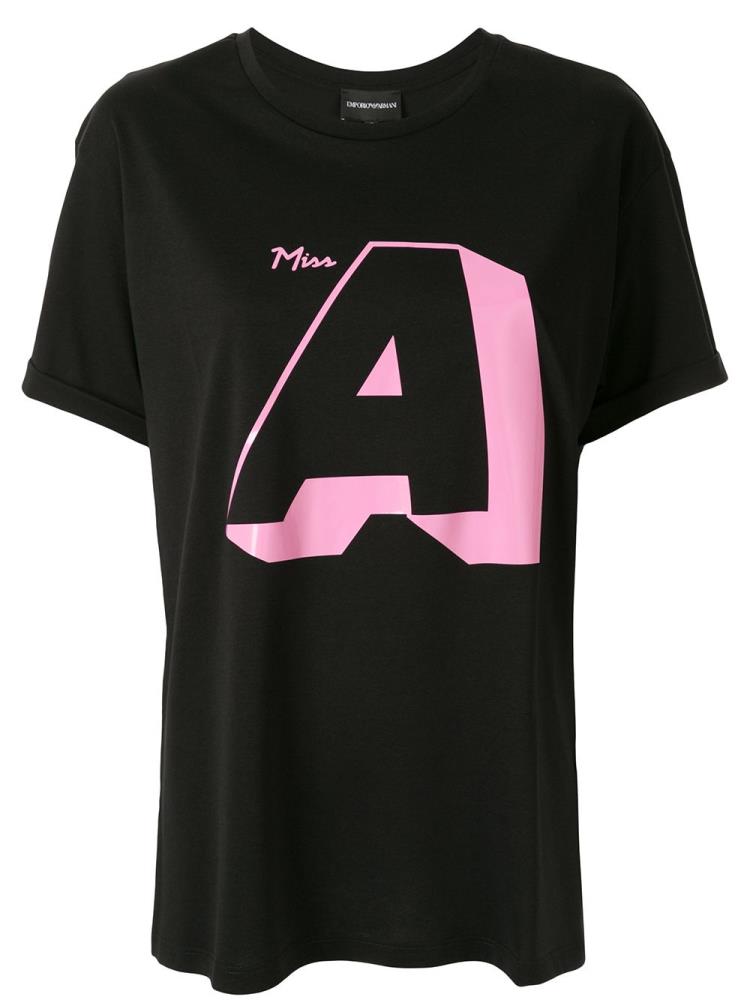 Camiseta Armani Emporio Logo Oversized Mujer Negras | MU47CNRI