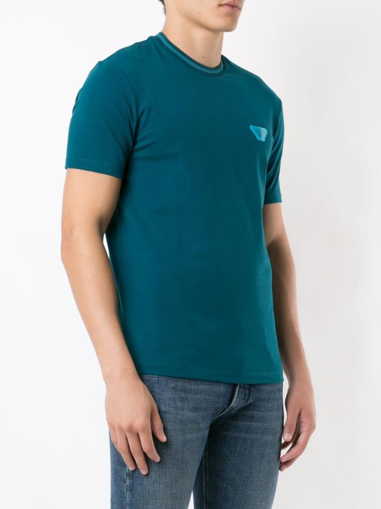 Camiseta Armani Emporio Logo Patch Corta Sleeve Hombre Verde | 855U7TL6