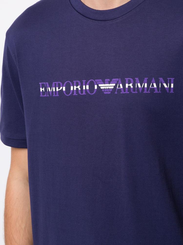 Camiseta Armani Emporio Logo Print Hombre Moradas | 4RIRSYDH