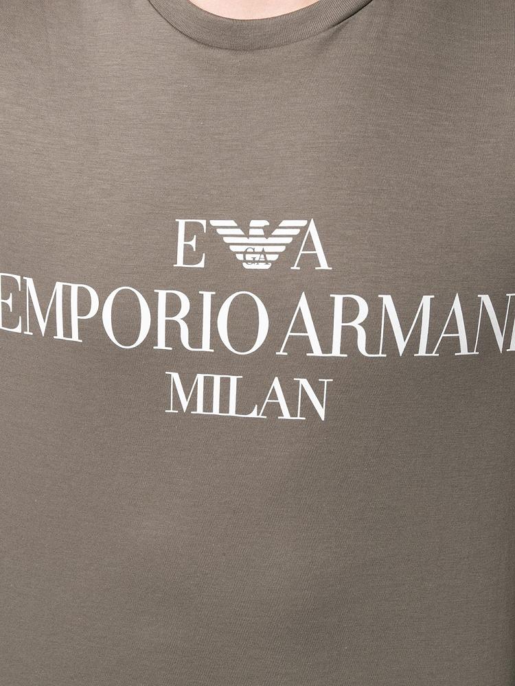 Camiseta Armani Emporio Logo Print Hombre Beige | ANBN4YBE