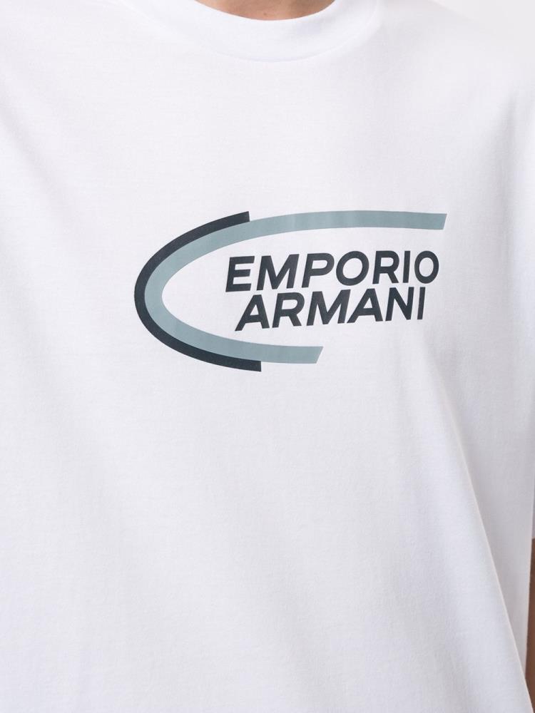 Camiseta Armani Emporio Logo Print Hombre Blancas | BFUEEBIS