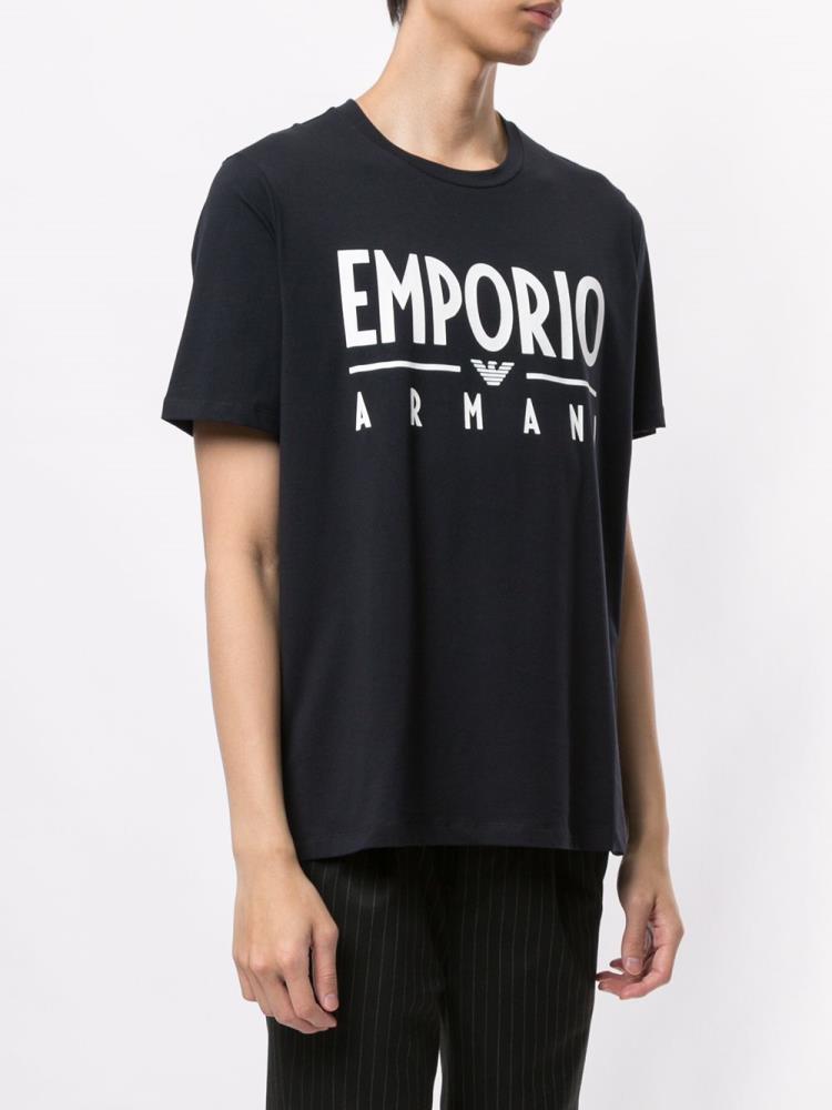 Camiseta Armani Emporio Logo Print Hombre Azules Blancas | EQUCSA78