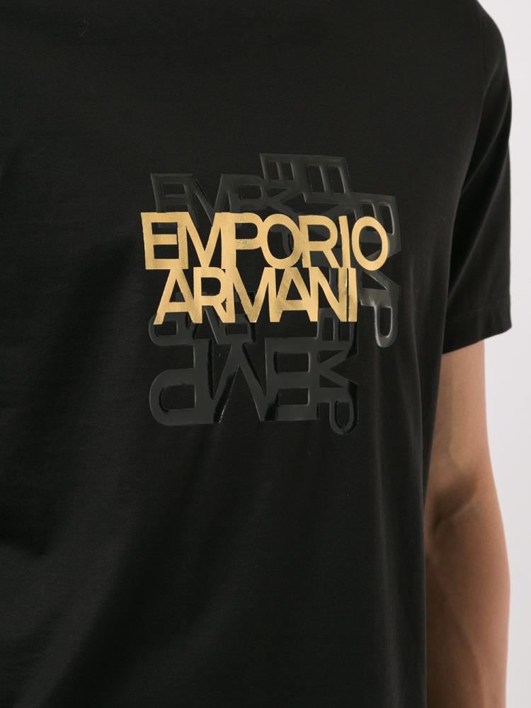 Camiseta Armani Emporio Logo Print Hombre Negras | KOIQI5D9