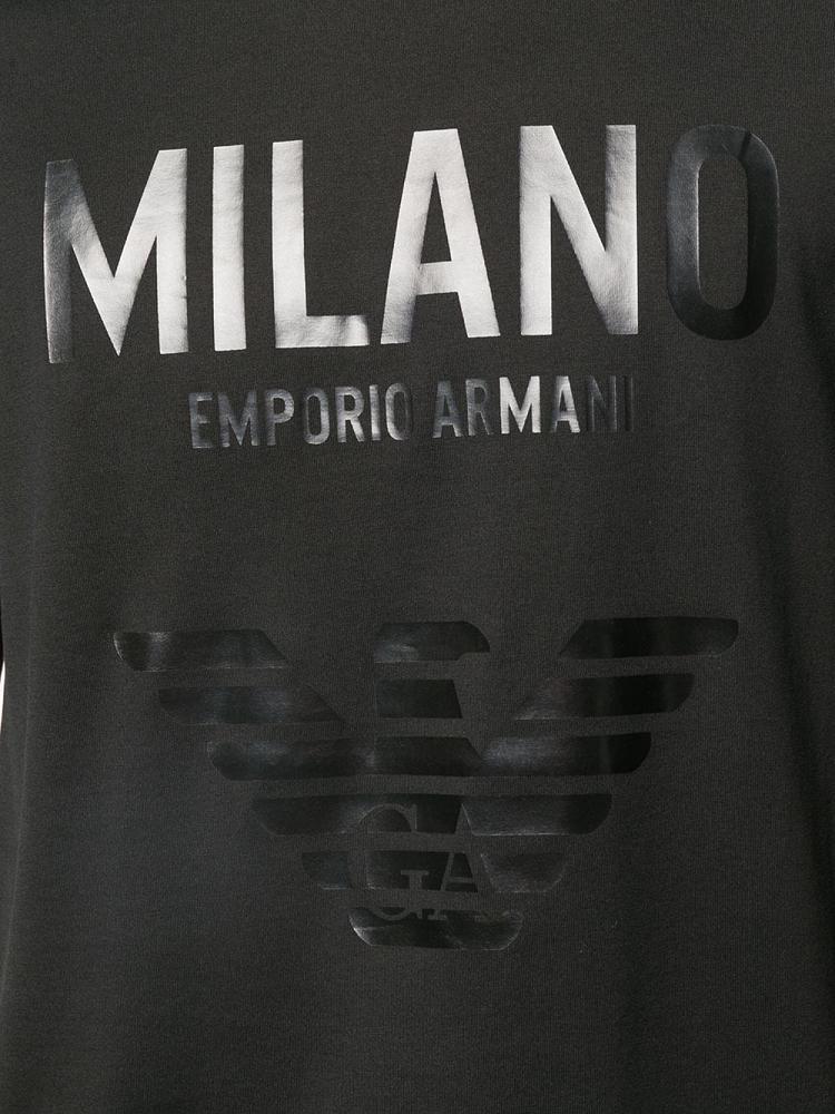 Camiseta Armani Emporio Logo Print Hombre Negras | OUIJ8DX8