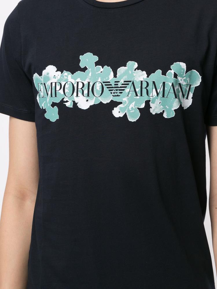 Camiseta Armani Emporio Logo Print Hombre Negras | WMQK10Z6