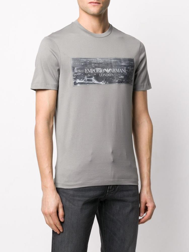 Camiseta Armani Emporio Logo Print Hombre Gris | ZVZX9UTI