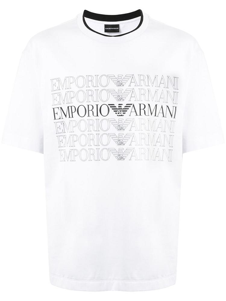 Camiseta Armani Emporio Multi Logo Print Hombre Blancas | CCWVCBB1