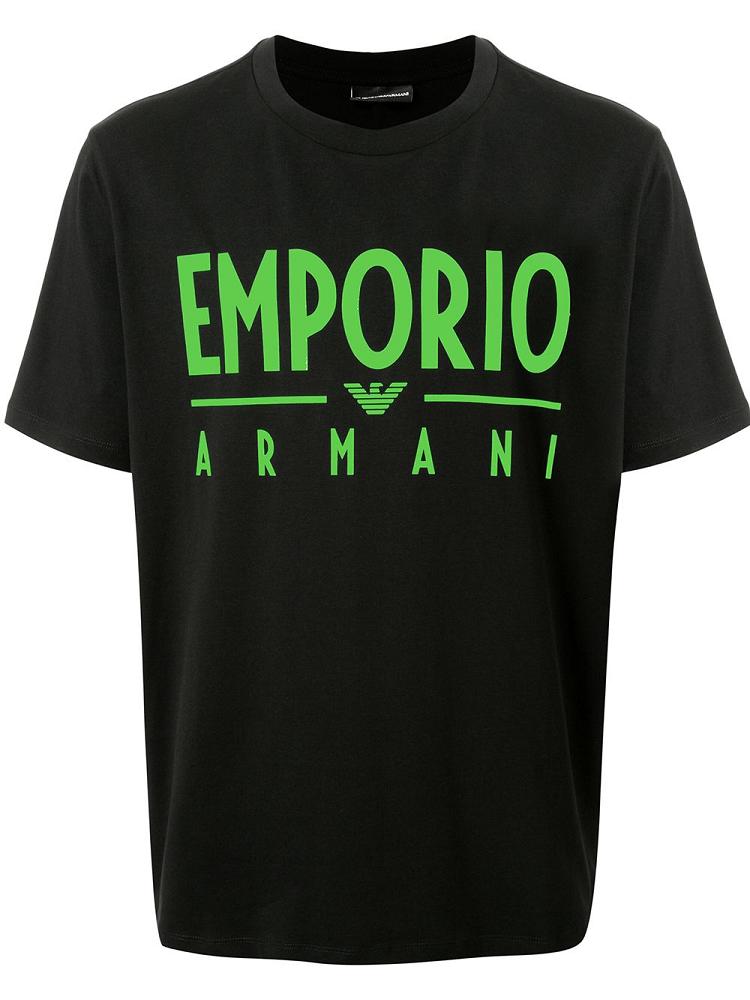 Camiseta Armani Emporio Neon Logo Hombre Negras | 1AWULCAA