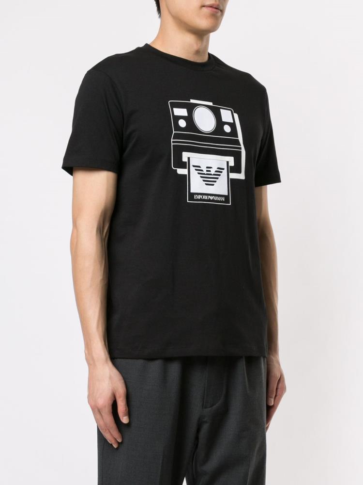 Camiseta Armani Emporio Polaroid Printed Hombre Negras | 0HTI00LO