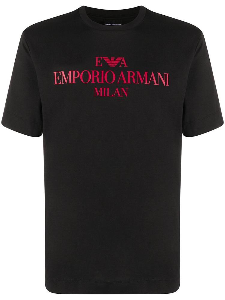 Camiseta Armani Emporio Printed Logo Hombre Negras | JLG0OXHP