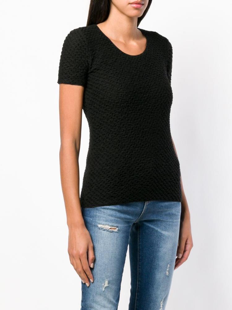 Camiseta Armani Emporio Ribbed Stretch Mujer Negras | 8IX81CLJ