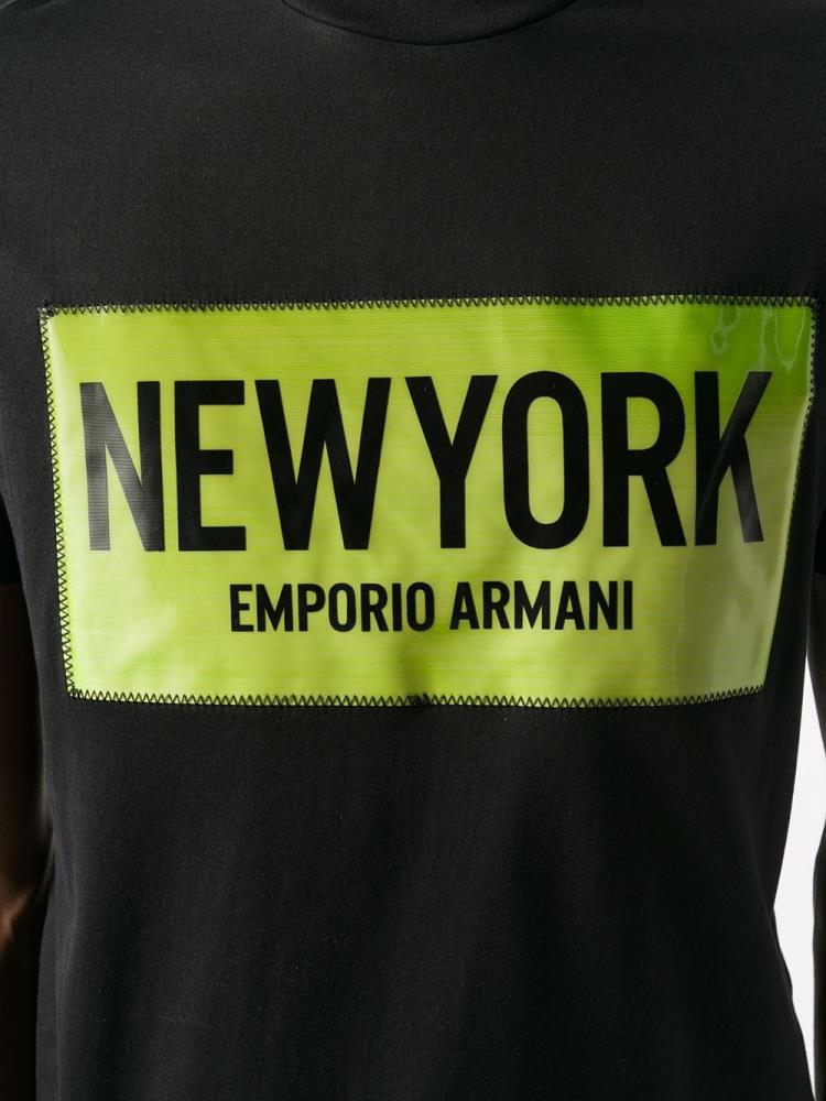 Camiseta Armani Emporio Stitched Logo Hombre Negras | URFJOQ4A