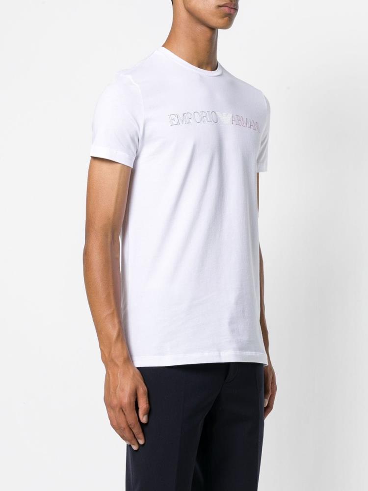 Camiseta Armani Emporio Three Colour Logo Hombre Blancas | ZOM2KG38