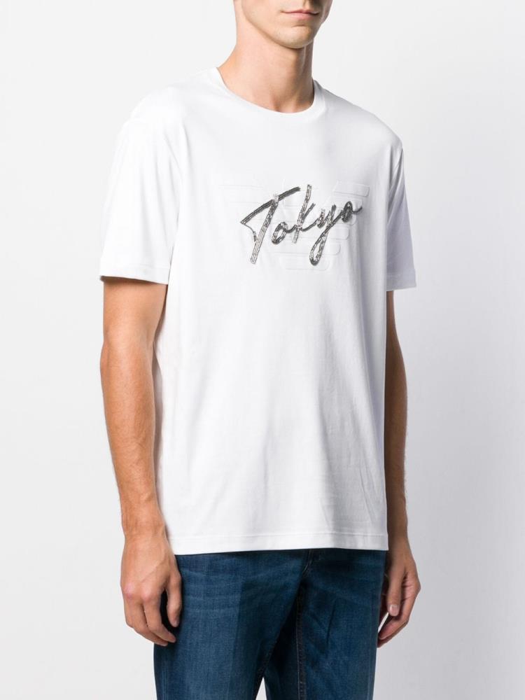 Camiseta Armani Emporio Tokyo' Logo Hombre Blancas | FZQ3PP77