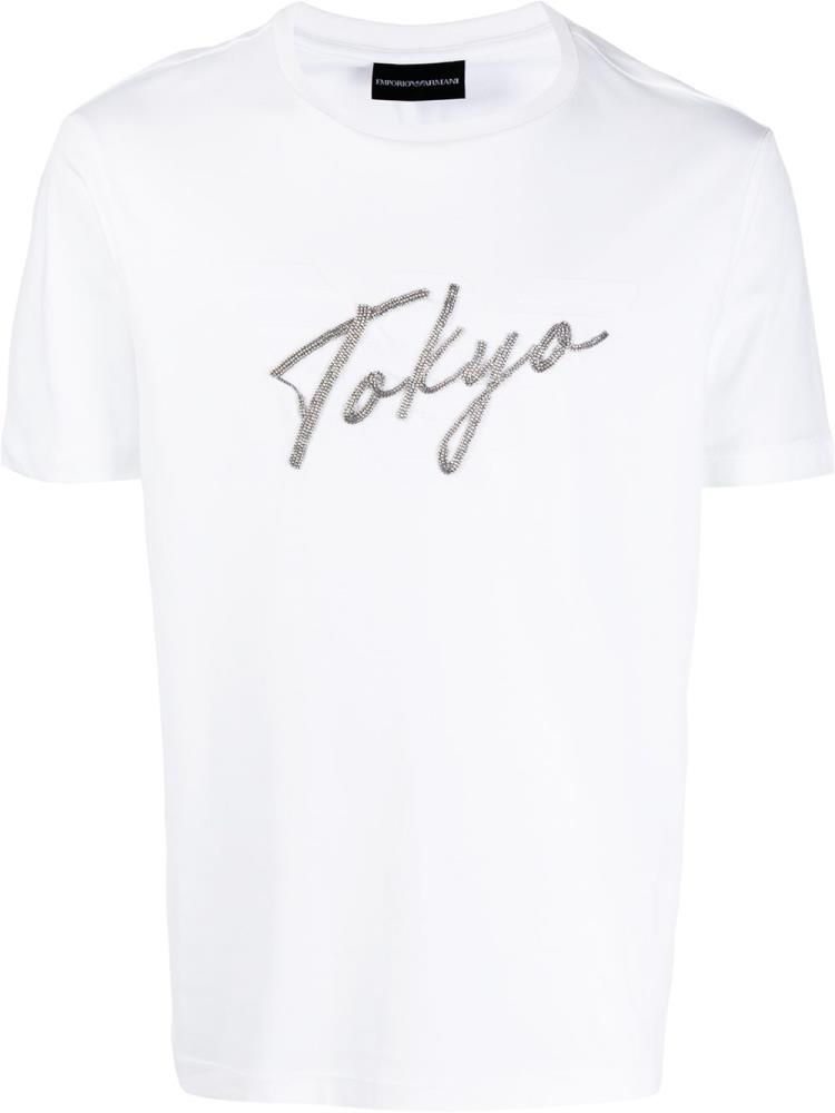 Camiseta Armani Emporio Tokyo\' Logo Hombre Blancas | FZQ3PP77