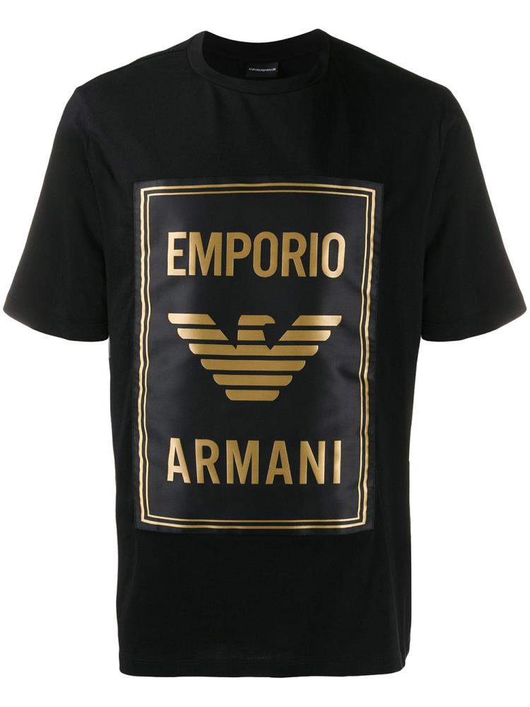 Camiseta Armani Emporio Vector Logo Hombre Negras | PD8A6KU3