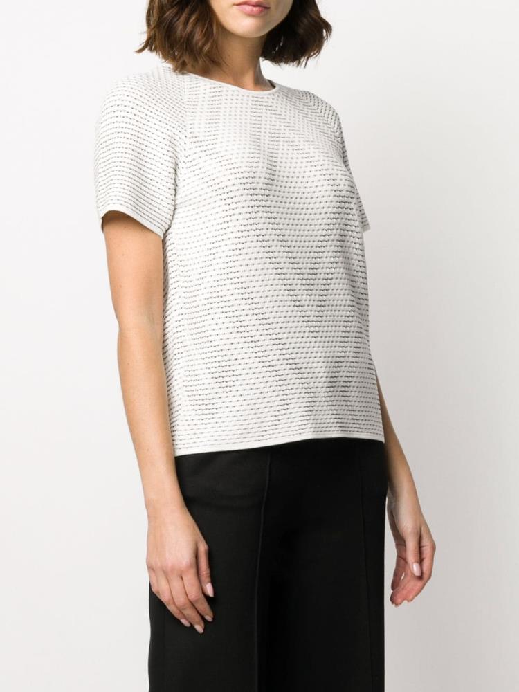 Camiseta Armani Emporio Woven Detail Mujer Blancas | C5W8RC6B