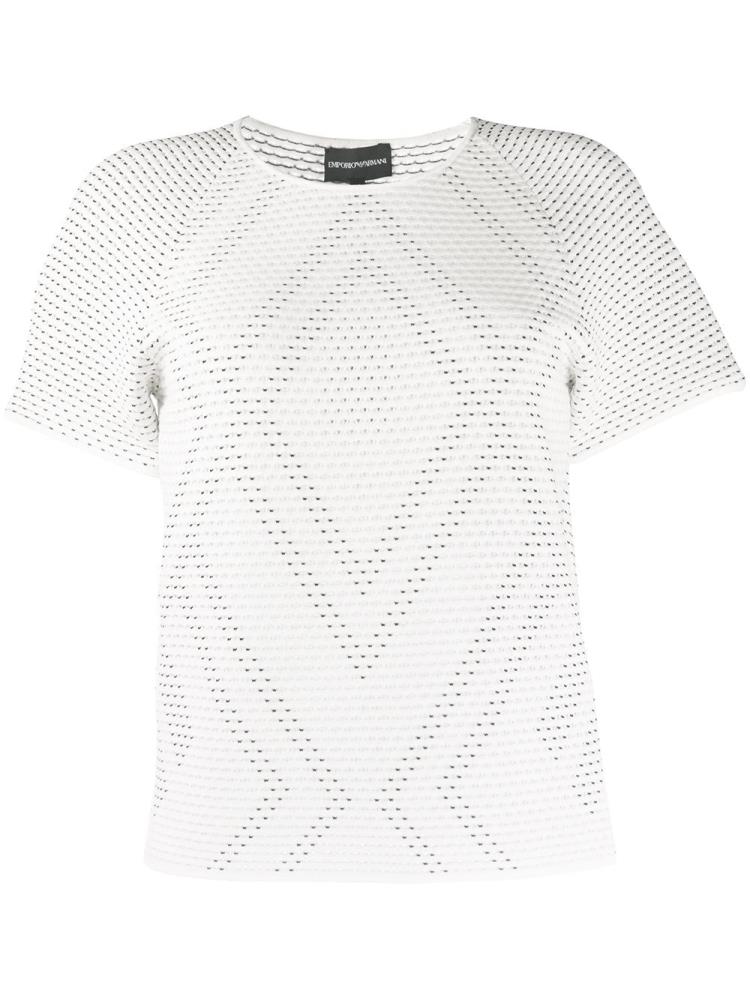 Camiseta Armani Emporio Woven Detail Mujer Blancas | C5W8RC6B