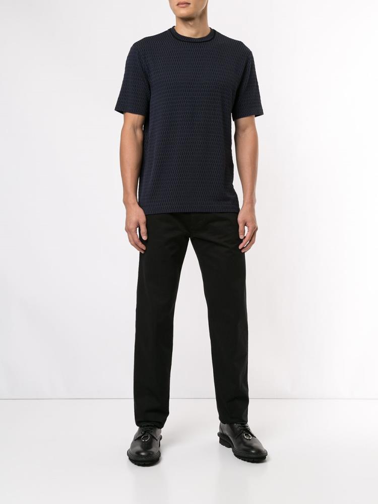 Camiseta Giorgio Armani Basic Textured Hombre Azules | K7ZFEPH0