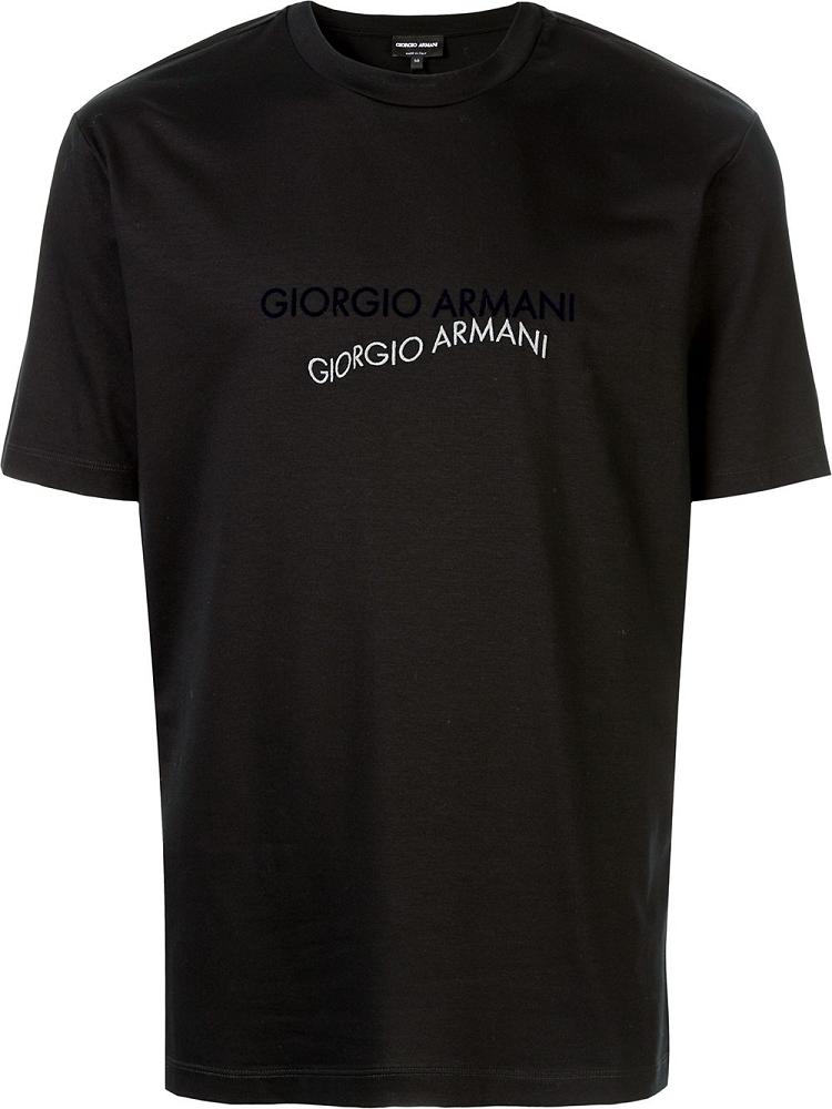 Camiseta Giorgio Armani Contrast Logo Hombre Negras | ODHPAQFZ