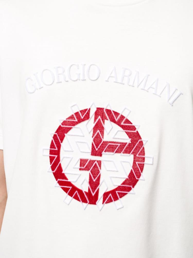 Camiseta Giorgio Armani Embroidered Logo Hombre Blancas | 2V4Y5LRK