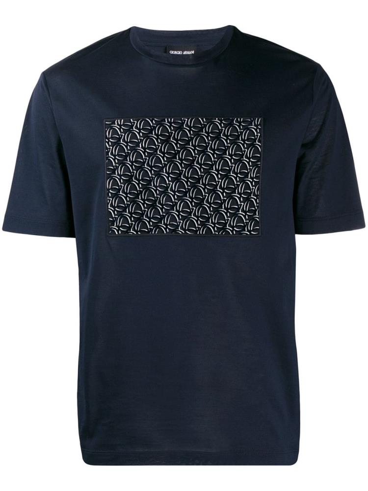 Camiseta Giorgio Armani Embroidered Logo Hombre Azules | MO0UQULG