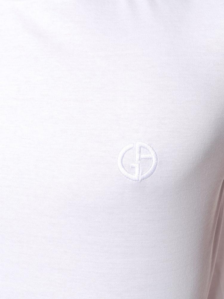 Camiseta Giorgio Armani Embroidered Logo Hombre Blancas | UNK7NTZY