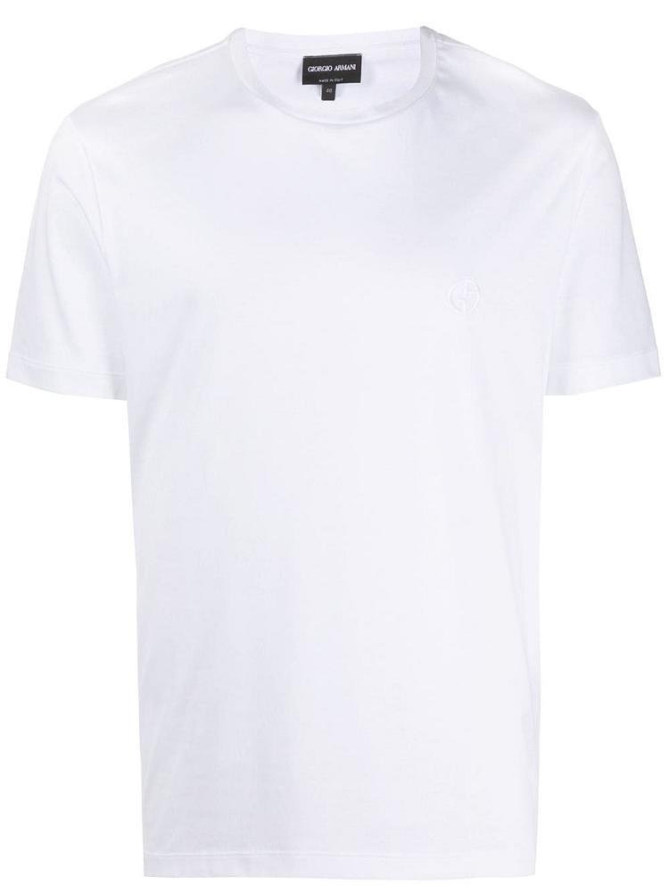 Camiseta Giorgio Armani Embroidered Logo Hombre Blancas | UNK7NTZY