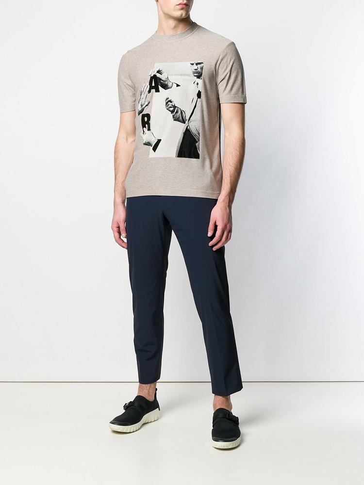 Camiseta Giorgio Armani Graphic Print Hombre Beige | G9TYW4AR