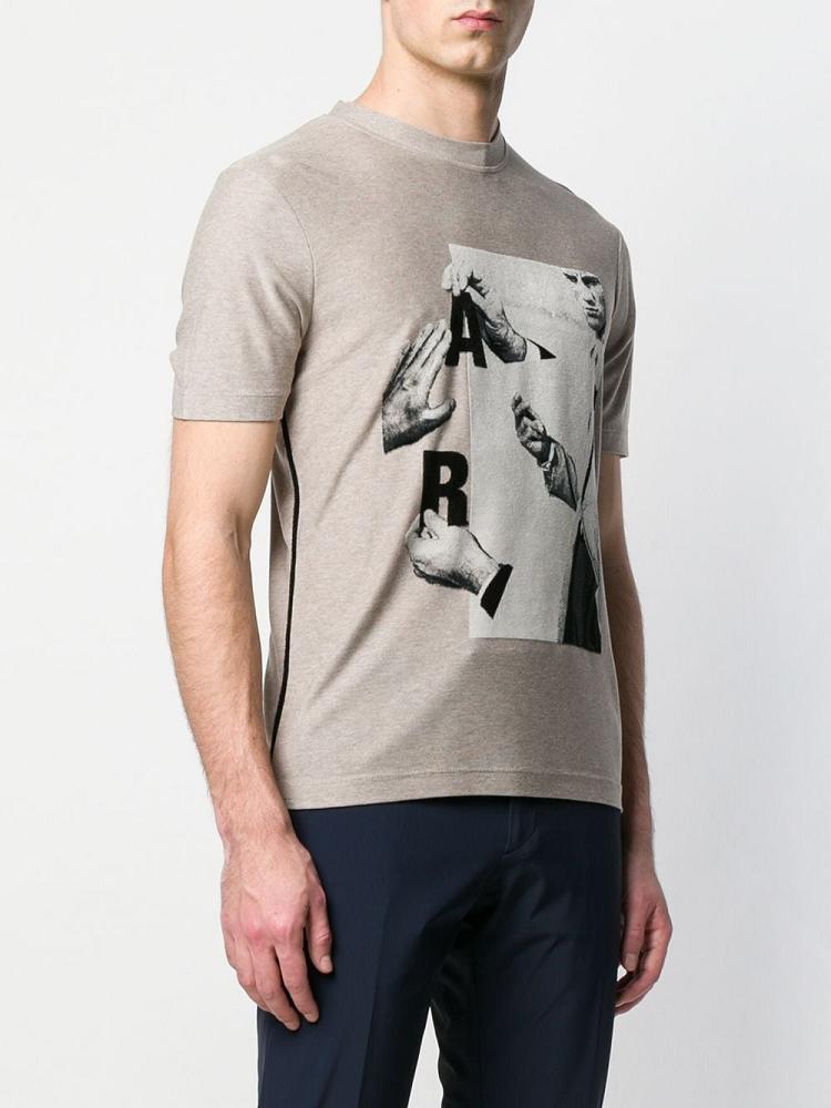 Camiseta Giorgio Armani Graphic Print Hombre Beige | G9TYW4AR