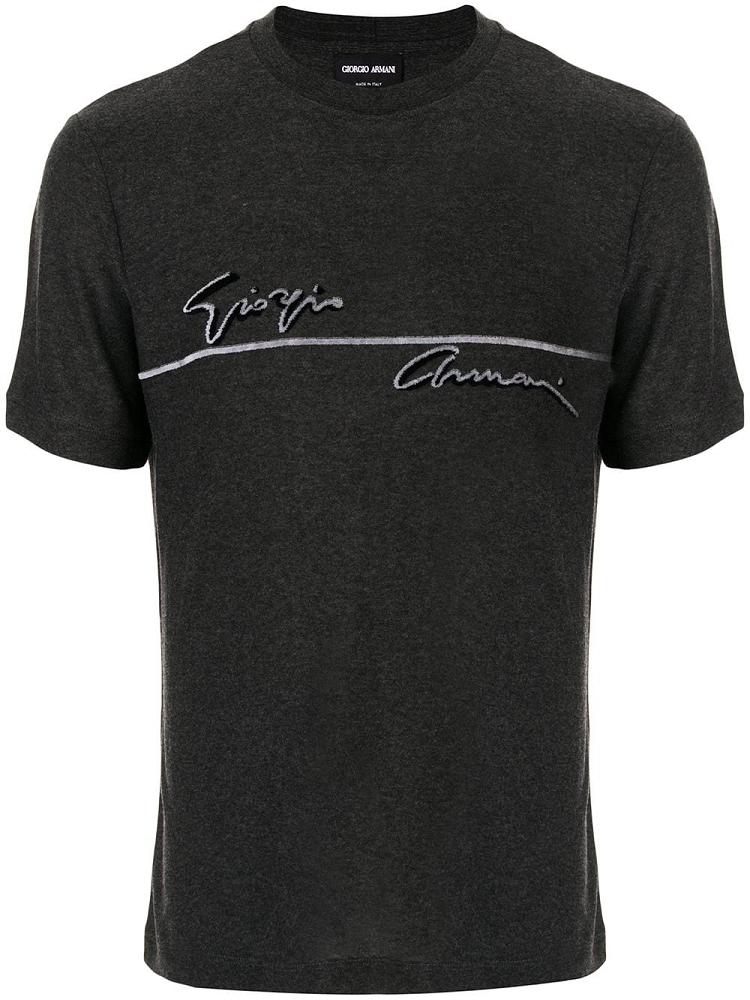 Camiseta Giorgio Armani Logo Print Hombre Gris | DGTFI6M7