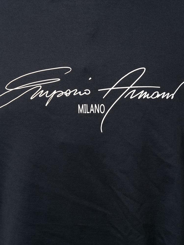 Camiseta Giorgio Armani Signature Logo Print Hombre Negras | ELS7LBNT