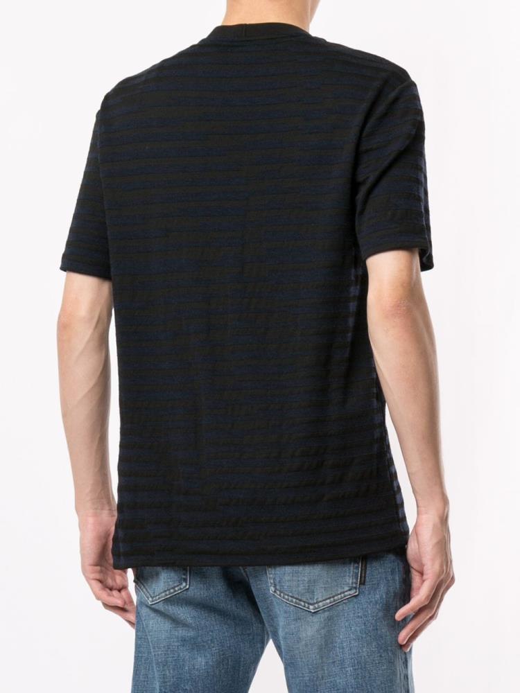 Camiseta Giorgio Armani Striped Round Neck Hombre Azules Negras | SIJTYJF3