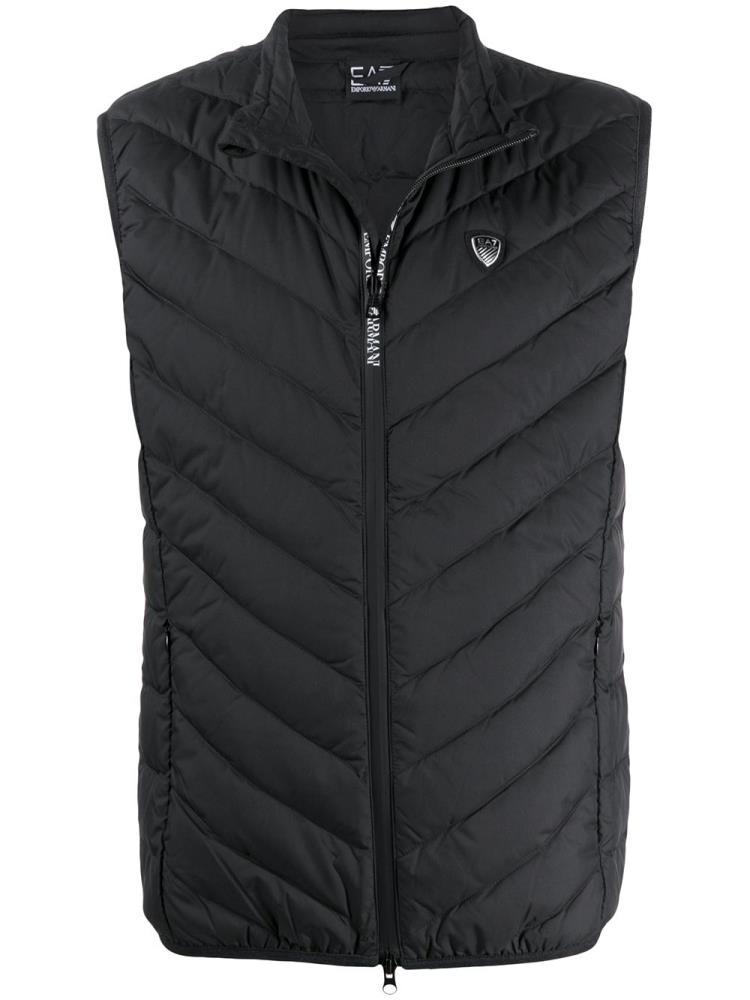 Chalecos Ea7 Emporio Armani Padded Logo Plaque Gilet Hombre Negras | 6DW03S09