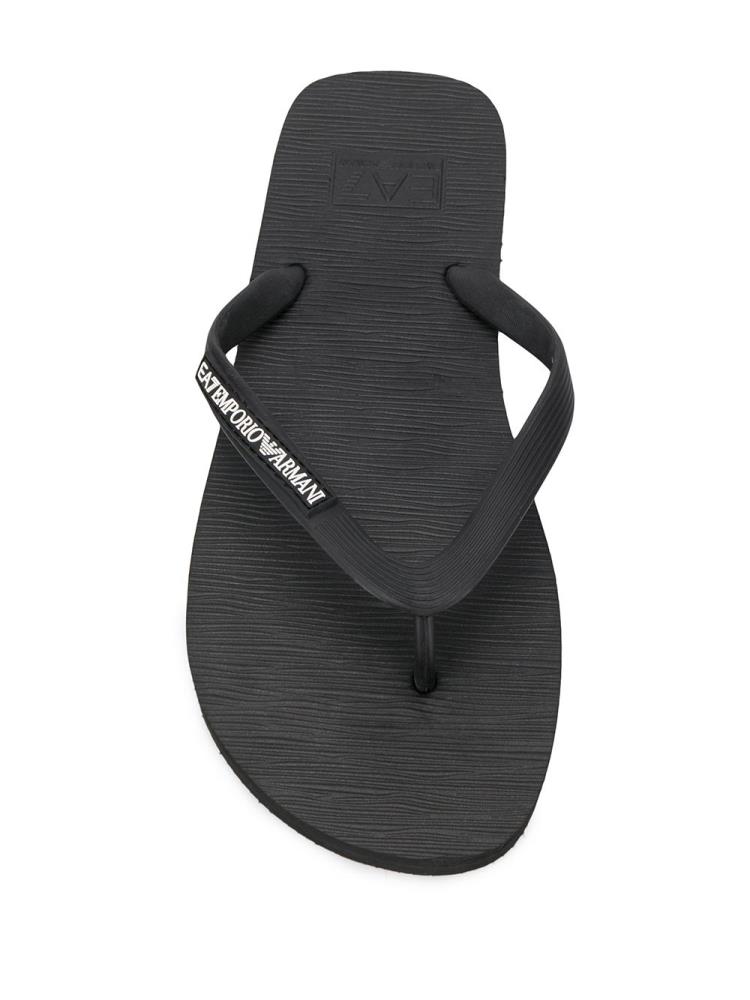 Chanclas Ea7 Emporio Armani Logo Patch Mujer Negras | ME4HV3TE