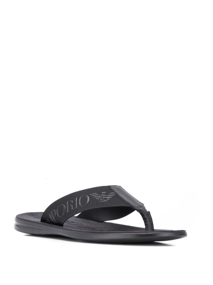 Chanclas Armani Emporio Logo Bands Hombre Negras | MUUOJ4E0