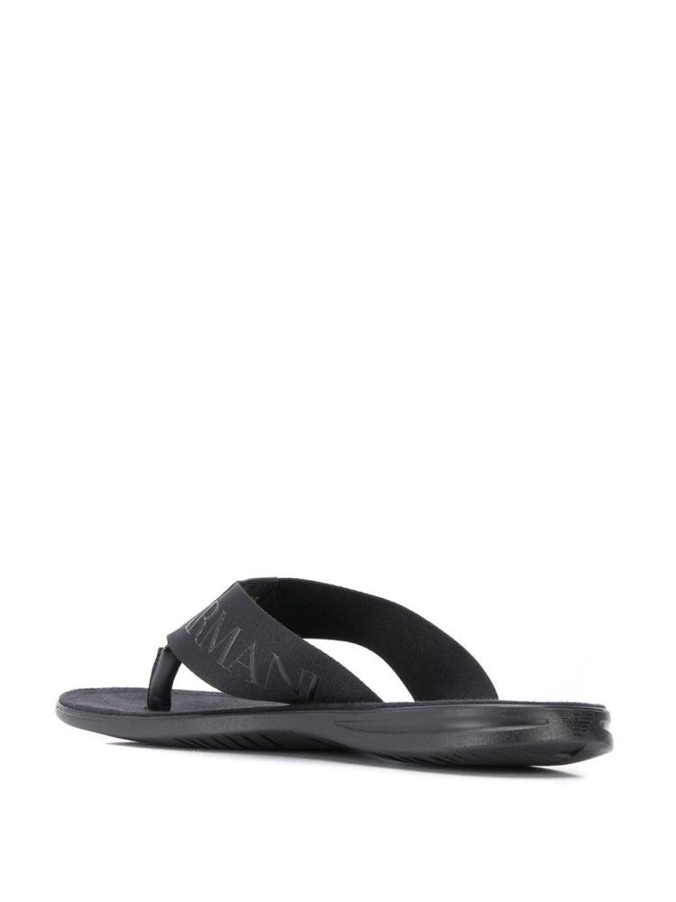 Chanclas Armani Emporio Logo Bands Hombre Negras | MUUOJ4E0