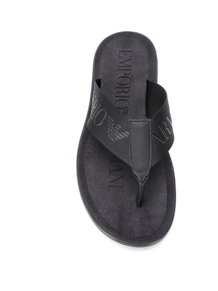 Chanclas Armani Emporio Logo Bands Hombre Negras | MUUOJ4E0