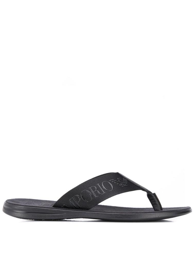 Chanclas Armani Emporio Logo Bands Hombre Negras | MUUOJ4E0