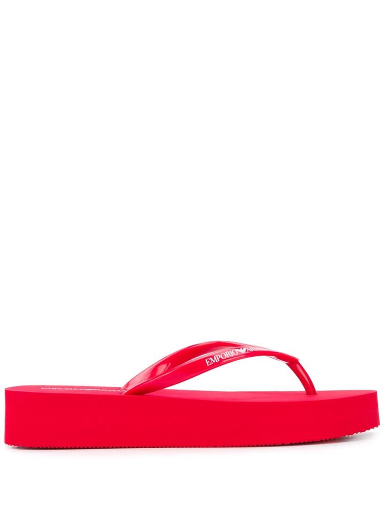 Chanclas Armani Emporio Logo Print Plataforma Mujer Rojas | BWAZJE4E