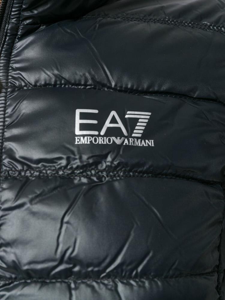 Chaquetas Ea7 Emporio Armani Logo Print Puffer Jacket Mujer Negras | OYRMBJ7S