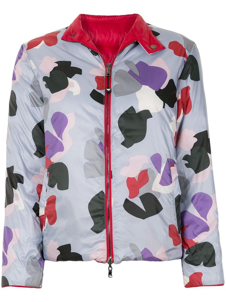 Chaquetas Armani Emporio Abstract Print Padded Jacket Mujer Azules | JMI75VBD