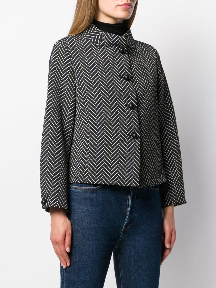 Chaquetas Armani Emporio Chevron Mujer Negras Blancas | Q1LUWXUJ